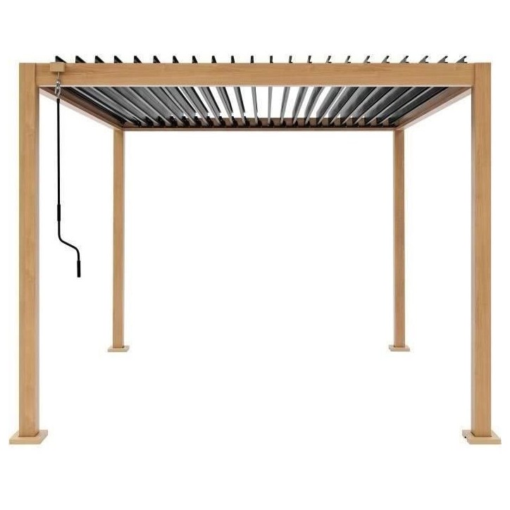 Pergola bioclimatique GAYA - Structure en aluminium et en acier - l300 x P300 x H240 cm - Aspect Bois