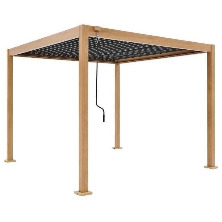 Pergola bioclimatique GAYA - Structure en aluminium et en acier - l300 x P300 x H240 cm - Aspect Bois