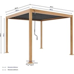 Pergola bioclimatique GAYA - Structure en aluminium et en acier - l300