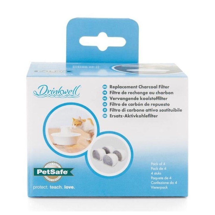 PetSafe - Filtre au Charbon de Rechange pour Fontaine a eau Drinkwell en Céramique Avalon, Pagoda et StreamSide, Naturel, Pack