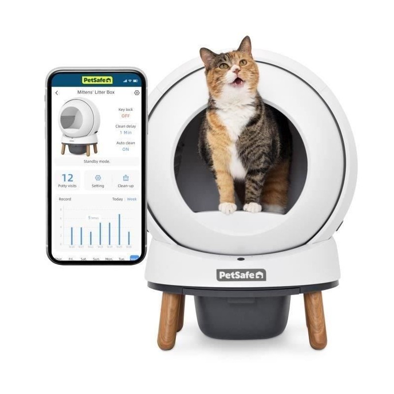 Litiere autonettoyante - PETSAFE - SMART SPIN - Connecté - Blanc Litiere autonettoyante - PETSAFE - SMART SPIN - Connecté - Blanc