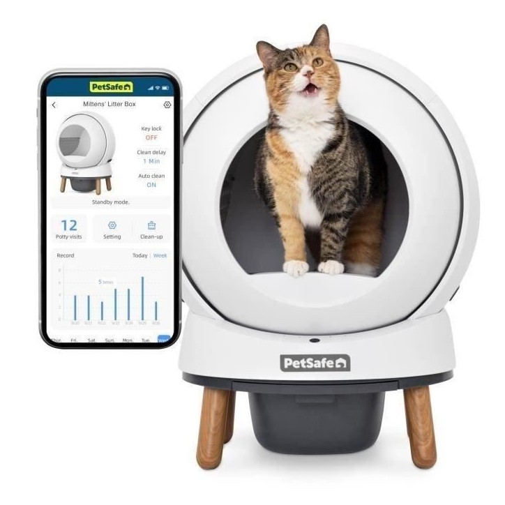 Litiere autonettoyante - PETSAFE - SMART SPIN - Connecté - Blanc Litiere autonettoyante - PETSAFE - SMART SPIN - Connecté - Blanc