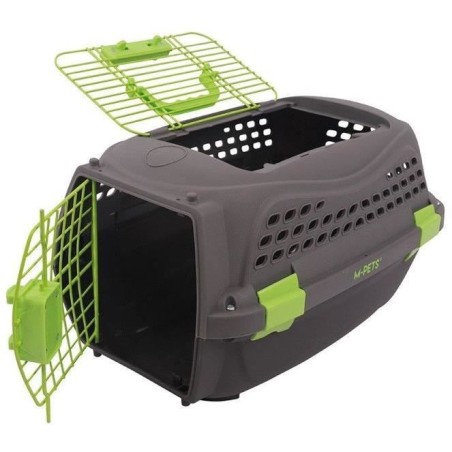 Caisse de transport pour chat M.PETS ECO GIRO - Cage en plastique - Taille M - Gris