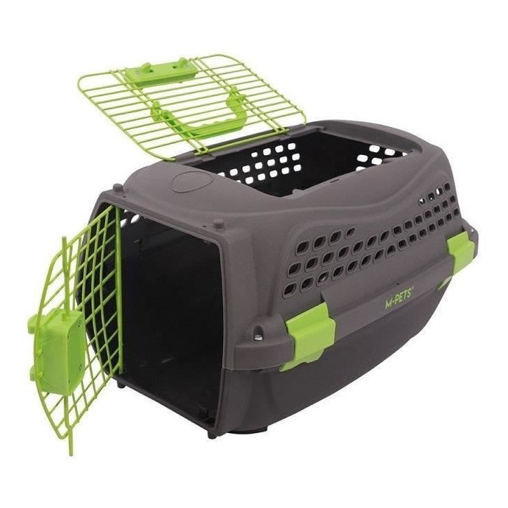 Caisse de transport pour chat M.PETS ECO GIRO - Cage en plastique - Taille M - Gris