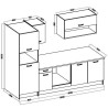 Cuisine complete PREGO - L 263 cm - Décor Blanc et Chene - Plan de tr