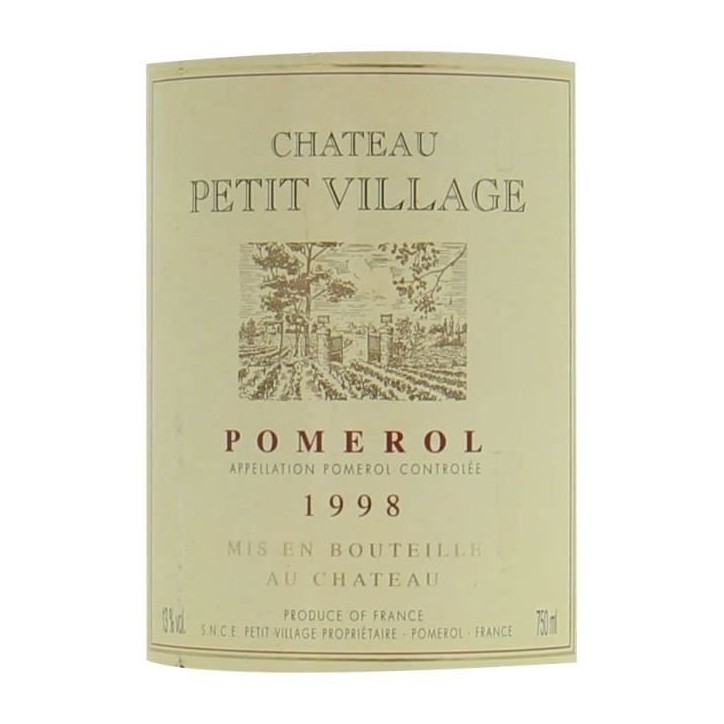 Magnum Château Petit Village 1998 Pomerol - Vin rouge de Bordeaux