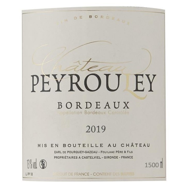 Magnum Château Peyrouley Bordeaux - Vin rouge de Bordeaux 2022
