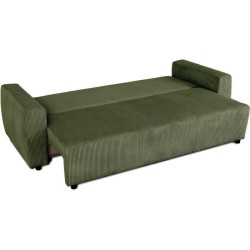 Canapé convertible - 3 places - PHARELL - Tissu Velours côtelé Kaki