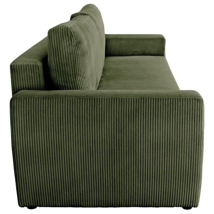 Canapé convertible - 3 places - PHARELL - Tissu Velours côtelé Kaki - Coffre - 231 x 84 x 91 cm Canapé convertible - 3 places - PHARELL - Tissu Velours côtelé Kaki - Coffre - 231 x 84 x 91 cm