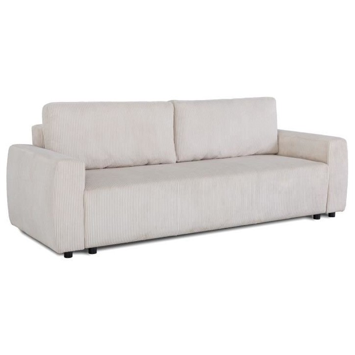 Canapé convertible - 3 places - PHARELL - Tissu Velours côtelé Beige - Coffre - 231 x 84 x 91 cm Canapé convertible - 3 places - PHARELL - Tissu Velours côtelé Beige - Coffre - 231 x 84 x 91 cm