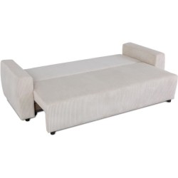 Canapé convertible - 3 places - PHARELL - Tissu Velours côtelé Beig
