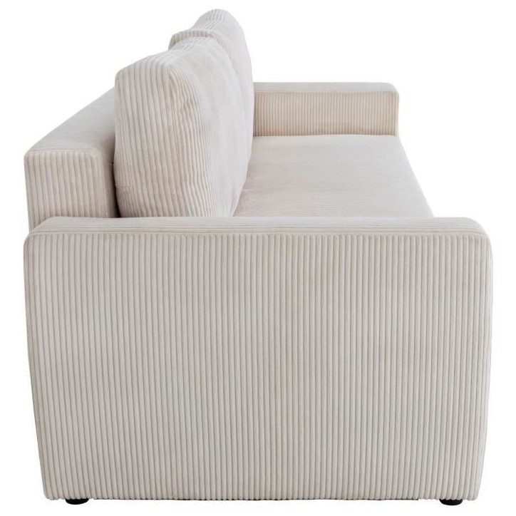Canapé convertible - 3 places - PHARELL - Tissu Velours côtelé Beige - Coffre - 231 x 84 x 91 cm Canapé convertible - 3 places - PHARELL - Tissu Velours côtelé Beige - Coffre - 231 x 84 x 91 cm