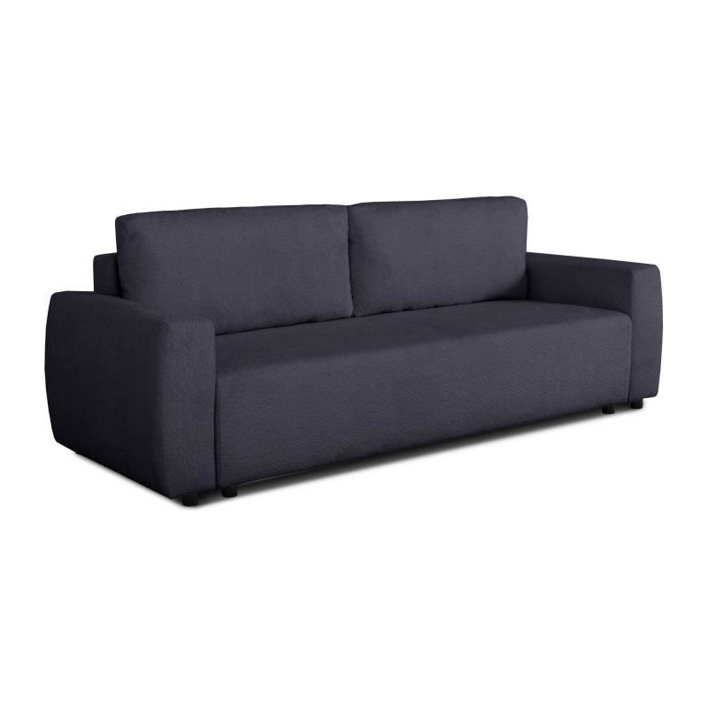 Canapé convertible - 3 places - PHARELL - Tissu Bouclette Noir - Coff Canapé convertible - 3 places - PHARELL - Tissu Bouclette Noir - Coff