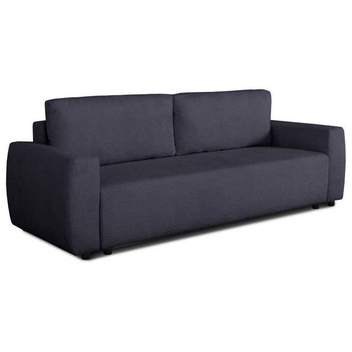 Canapé convertible - 3 places - PHARELL - Tissu Bouclette Noir - Coffre - 231 x 91 x 84 cm Canapé convertible - 3 places - PHARELL - Tissu Bouclette Noir - Coffre - 231 x 91 x 84 cm