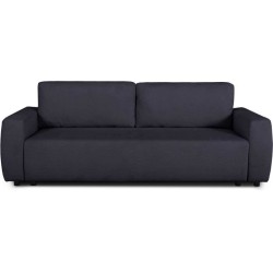 Canapé convertible - 3 places - PHARELL - Tissu Bouclette Noir - Coff