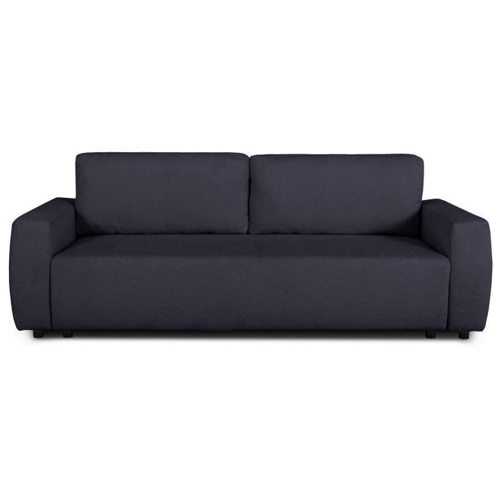 Canapé convertible - 3 places - PHARELL - Tissu Bouclette Noir - Coffre - 231 x 91 x 84 cm Canapé convertible - 3 places - PHARELL - Tissu Bouclette Noir - Coffre - 231 x 91 x 84 cm