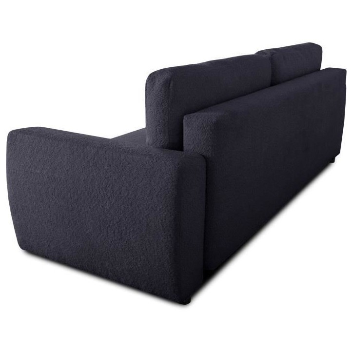 Canapé convertible - 3 places - PHARELL - Tissu Bouclette Noir - Coffre - 231 x 91 x 84 cm Canapé convertible - 3 places - PHARELL - Tissu Bouclette Noir - Coffre - 231 x 91 x 84 cm