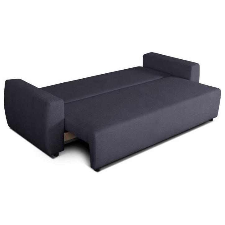 Canapé convertible - 3 places - PHARELL - Tissu Bouclette Noir - Coffre - 231 x 91 x 84 cm Canapé convertible - 3 places - PHARELL - Tissu Bouclette Noir - Coffre - 231 x 91 x 84 cm