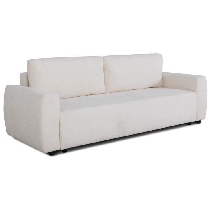 Canapé convertible - 3 places - PHARELL - Tissu Bouclette Beige - Coffre - 231 x 91 x 84 cm Canapé convertible - 3 places - PHARELL - Tissu Bouclette Beige - Coffre - 231 x 91 x 84 cm