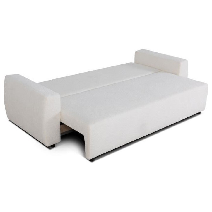 Canapé convertible - 3 places - PHARELL - Tissu Bouclette Beige - Coffre - 231 x 91 x 84 cm Canapé convertible - 3 places - PHARELL - Tissu Bouclette Beige - Coffre - 231 x 91 x 84 cm