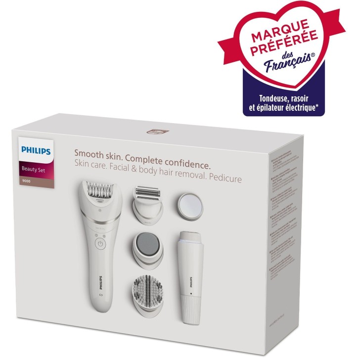 Épilateur électrique - Philips - BRE770/92 - 9 accessoires - 2 vitesses - Tete lavable Épilateur électrique - Philips - BRE770/92 - 9 accessoires - 2 vitesses - Tete lavable