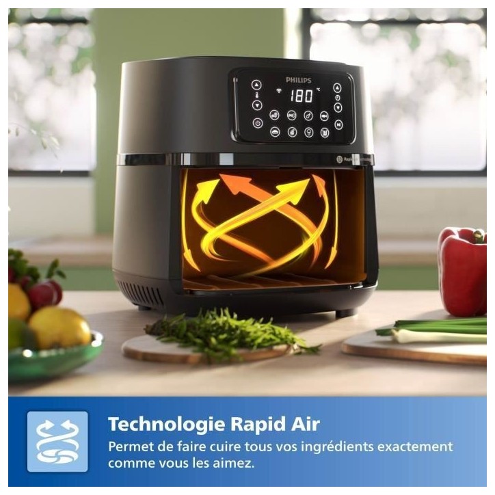 Friteuse sans huile - PHILIPS - HD9285/93 Airfryer - Connecté - Noir - Série 5000 - 7.2L Friteuse sans huile - PHILIPS - HD9285/93 Airfryer - Connecté - Noir - Série 5000 - 7.2L