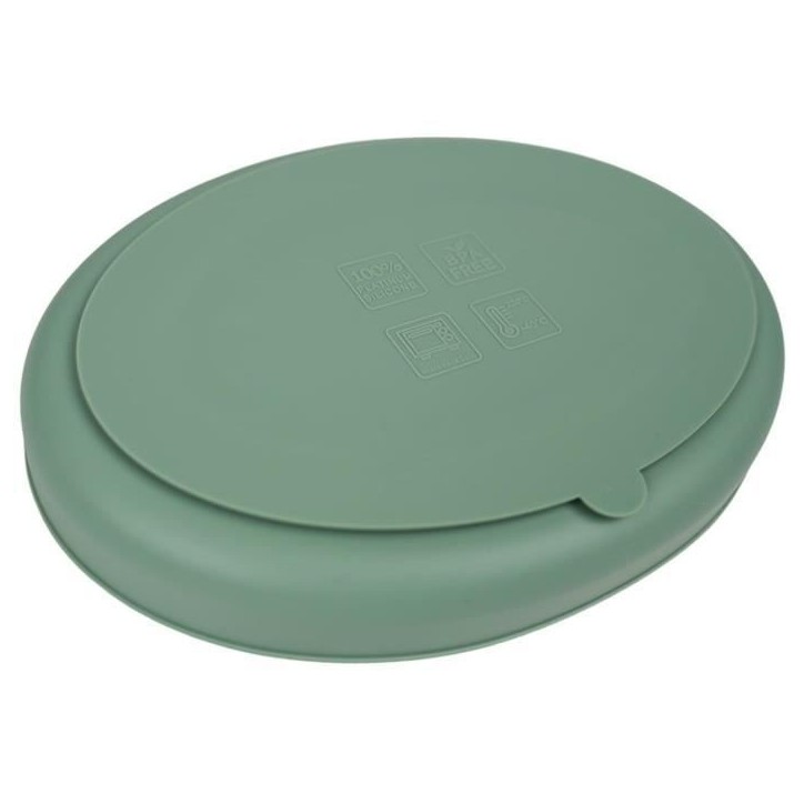 Pack Repas - THERMOBABY - Silicone - Vert Cactus - Assiette, bol, bavoir et cuilleres