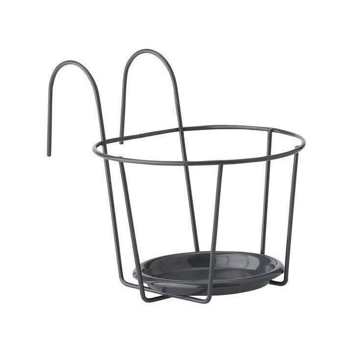 Porte Pot Balcon - GARDEN ID - 21 cm Anthracite - Taille Optimale - Design Élégant - Support Sûr