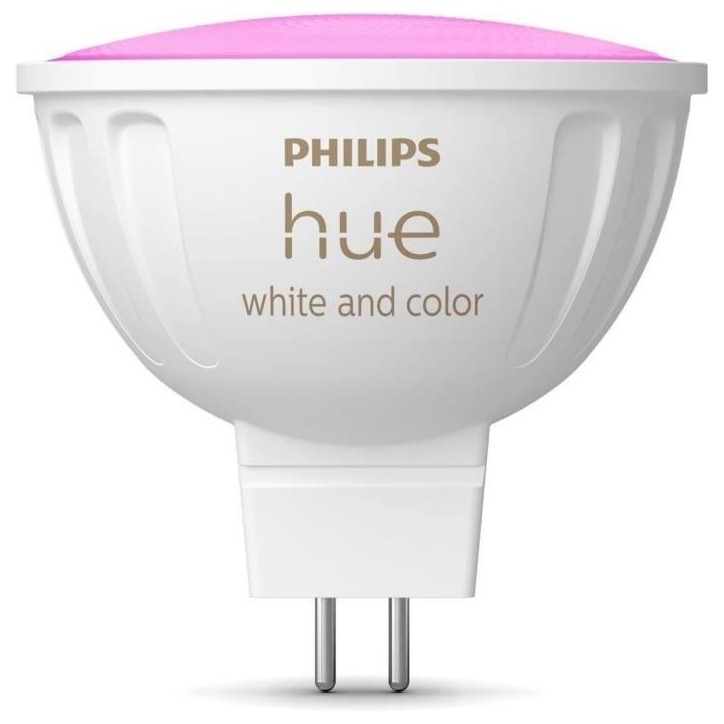 Ampoule connectée - PHILIPS HUE - MR16 - Lumiere blanche et colorée - Compatible bluetooth - Fonctionne avec App et voix Ampoule connectée - PHILIPS HUE - MR16 - Lumiere blanche et colorée - Compatible bluetooth - Fonctionne avec App et voix