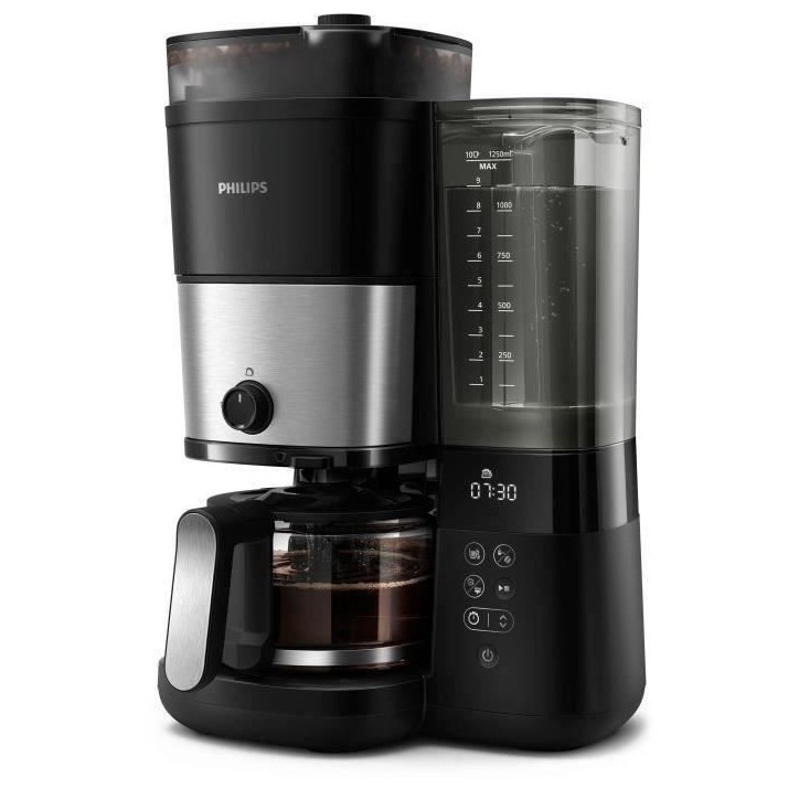 Cafetiere filtre - PHILIPS - HD7888/01 - 10 tasses - 1,25 L - Broyeur intégré - Noir/Argent Cafetiere filtre - PHILIPS - HD7888/01 - 10 tasses - 1,25 L - Broyeur intégré - Noir/Argent