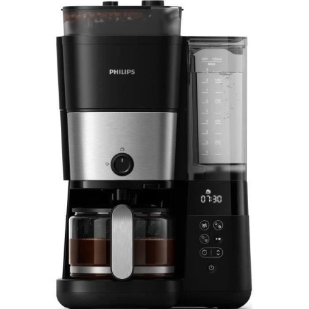 Cafetiere filtre - PHILIPS - HD7888/01 - 10 tasses - 1,25 L - Broyeur intégré - Noir/Argent