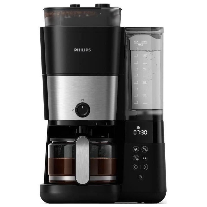 Cafetiere filtre - PHILIPS - HD7888/01 - 10 tasses - 1,25 L - Broyeur intégré - Noir/Argent Cafetiere filtre - PHILIPS - HD7888/01 - 10 tasses - 1,25 L - Broyeur intégré - Noir/Argent