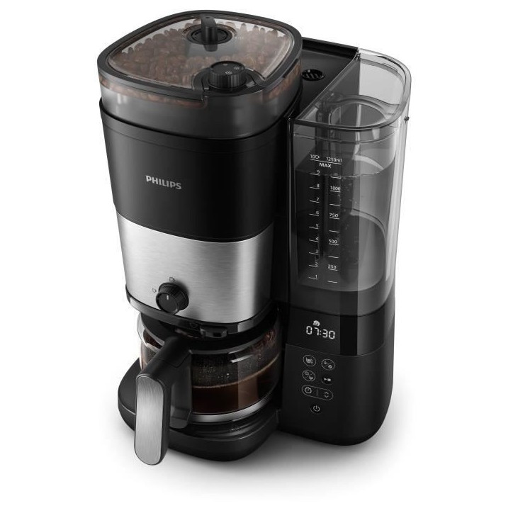Cafetiere filtre - PHILIPS - HD7888/01 - 10 tasses - 1,25 L - Broyeur intégré - Noir/Argent Cafetiere filtre - PHILIPS - HD7888/01 - 10 tasses - 1,25 L - Broyeur intégré - Noir/Argent