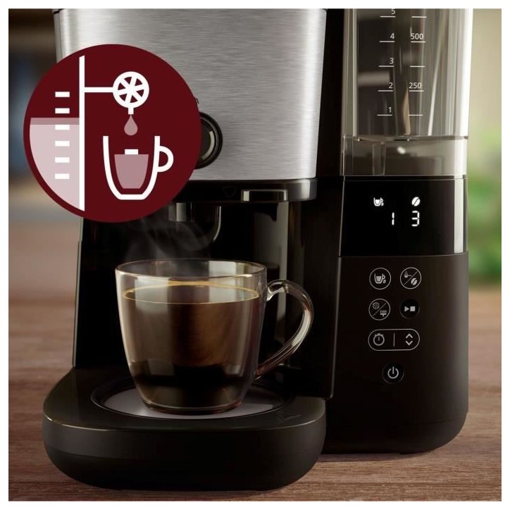 Cafetiere filtre - PHILIPS - HD7888/01 - 10 tasses - 1,25 L - Broyeur intégré - Noir/Argent Cafetiere filtre - PHILIPS - HD7888/01 - 10 tasses - 1,25 L - Broyeur intégré - Noir/Argent