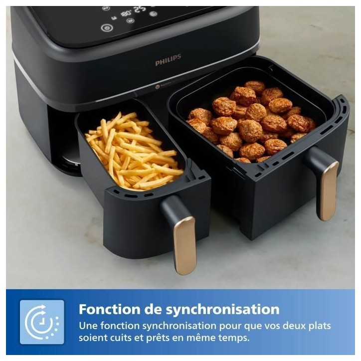 Friteuse sans huile PHILIPS - Airfryer NA352/04 - Double cuve 9L - 8 programmes de cuisson - Accessoires inclus - 2750W Friteuse sans huile PHILIPS - Airfryer NA352/04 - Double cuve 9L - 8 programmes de cuisson - Accessoires inclus - 2750W