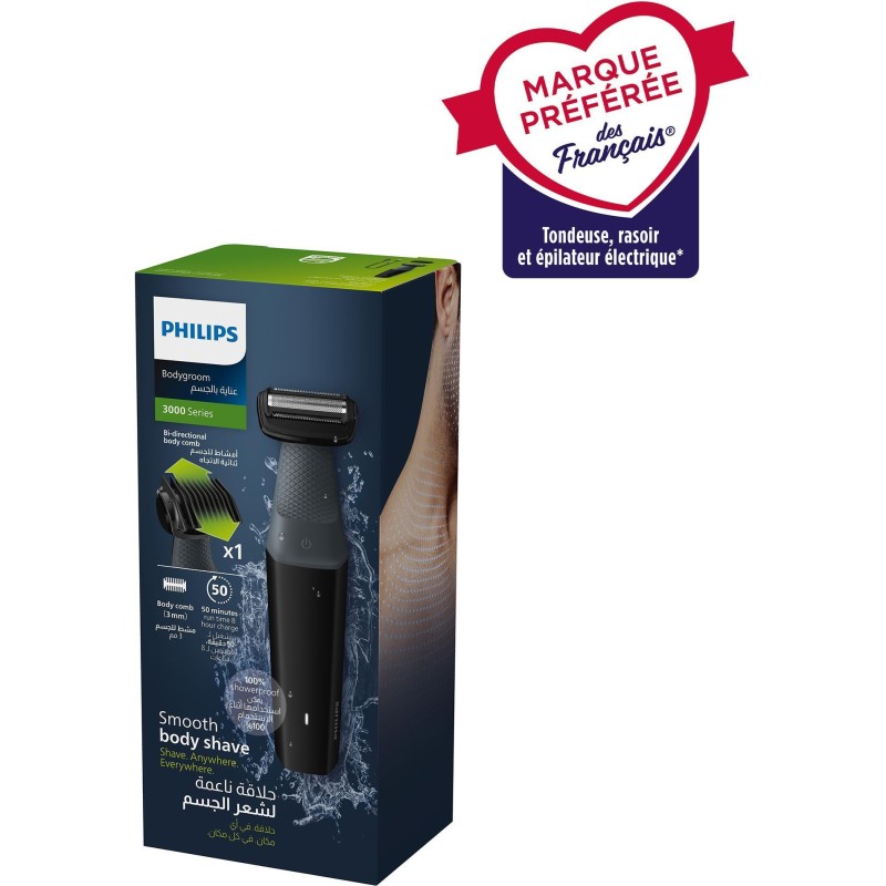 Tondeuse corps - PHILIPS - BG3017/01 - 5 W - 50 min - Étanche - Gris Tondeuse corps - PHILIPS - BG3017/01 - 5 W - 50 min - Étanche - Gris