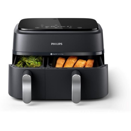 Friteuse sans huile PHILIPS - Airfryer NA351/00 - Double cuve 9L - 8 programmes de cuisson - 2750W