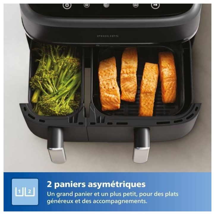 Friteuse sans huile PHILIPS - Airfryer NA351/00 - Double cuve 9L - 8 programmes de cuisson - 2750W Friteuse sans huile PHILIPS - Airfryer NA351/00 - Double cuve 9L - 8 programmes de cuisson - 2750W