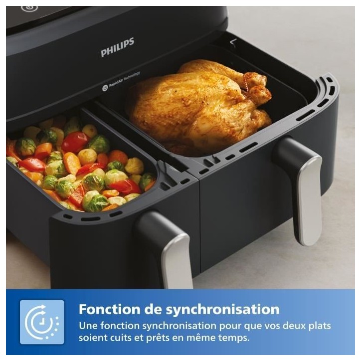 Friteuse sans huile PHILIPS - Airfryer NA351/00 - Double cuve 9L - 8 programmes de cuisson - 2750W Friteuse sans huile PHILIPS - Airfryer NA351/00 - Double cuve 9L - 8 programmes de cuisson - 2750W