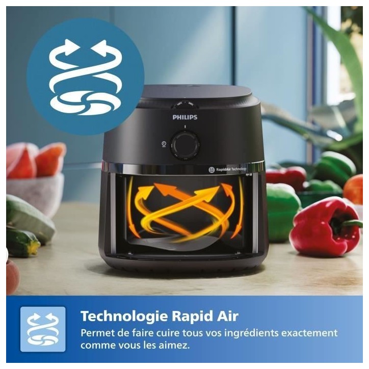 Friteuse sans huile PHILIPS - Airfryer NA120 - Capacité 4,2L - Jusqu'a 200°C - 1500W