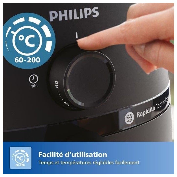 Friteuse sans huile PHILIPS - Airfryer NA120 - Capacité 4,2L - Jusqu'a 200°C - 1500W