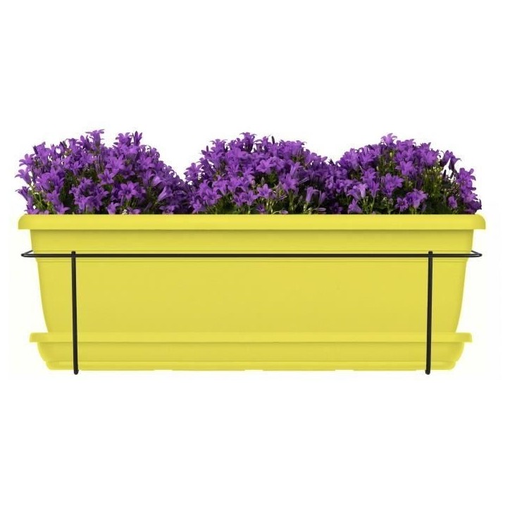 Kit jardiniere avec support en métal et plateau - GARDEN ID Relax - Lime 50 cm - Recyclé et 100% recyclable - Volume pour plan