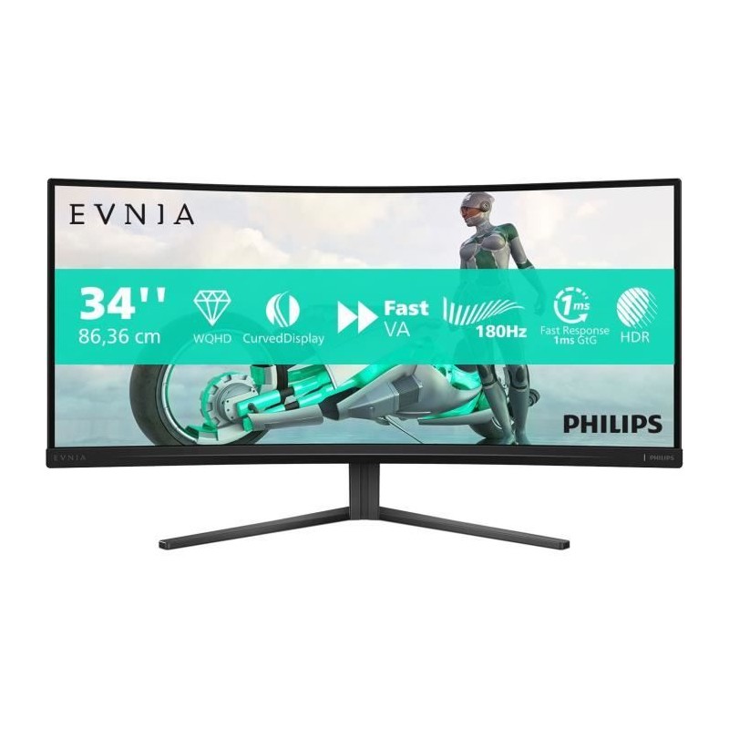 Ecran PC Gamer Incurvé - Philips - 34 - WQHD - 180Hz - Dalle Fast VA Ecran PC Gamer Incurvé - Philips - 34 - WQHD - 180Hz - Dalle Fast VA