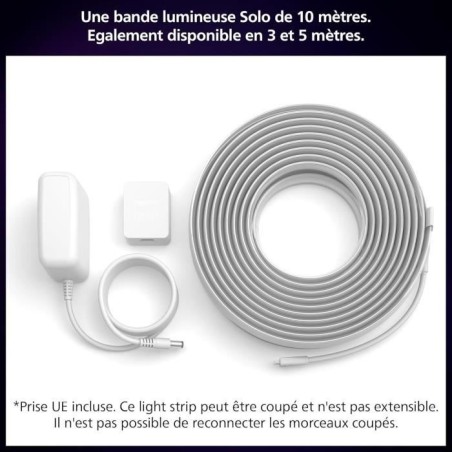 Ruban LED - PHILIPS - Hue W C Lightstrip Solo - 10m - Contrôle couleur - Économie d'énergie - Intérieur