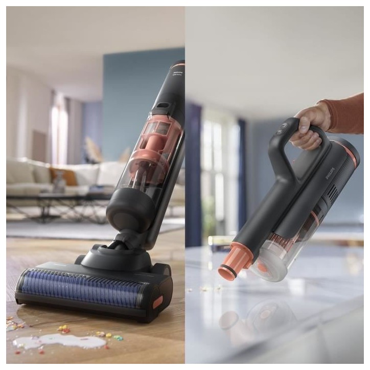 Aspirateur Balai Laveur sans fil - PHILIPS XW6264/11 - 21,6 V - 450 ml - 2500 trs/min - Corail Aspirateur Balai Laveur sans fil - PHILIPS XW6264/11 - 21,6 V - 450 ml - 2500 trs/min - Corail