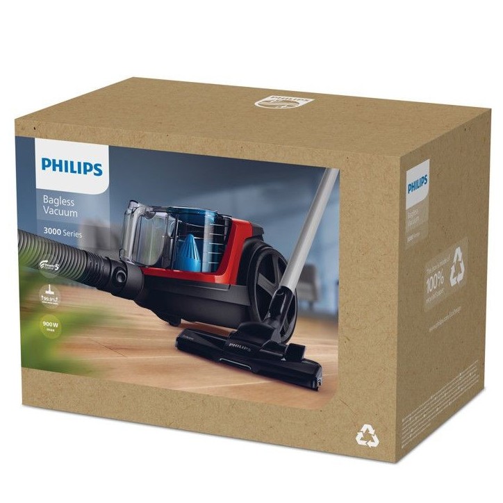 Aspirateur traîneau sans sac - PHILIPS FC9330/09 PowerPro Compact - 900 W - 76 dB - Filtre Anti-allergie - Rouge Aspirateur traîneau sans sac - PHILIPS FC9330/09 PowerPro Compact - 900 W - 76 dB - Filtre Anti-allergie - Rouge