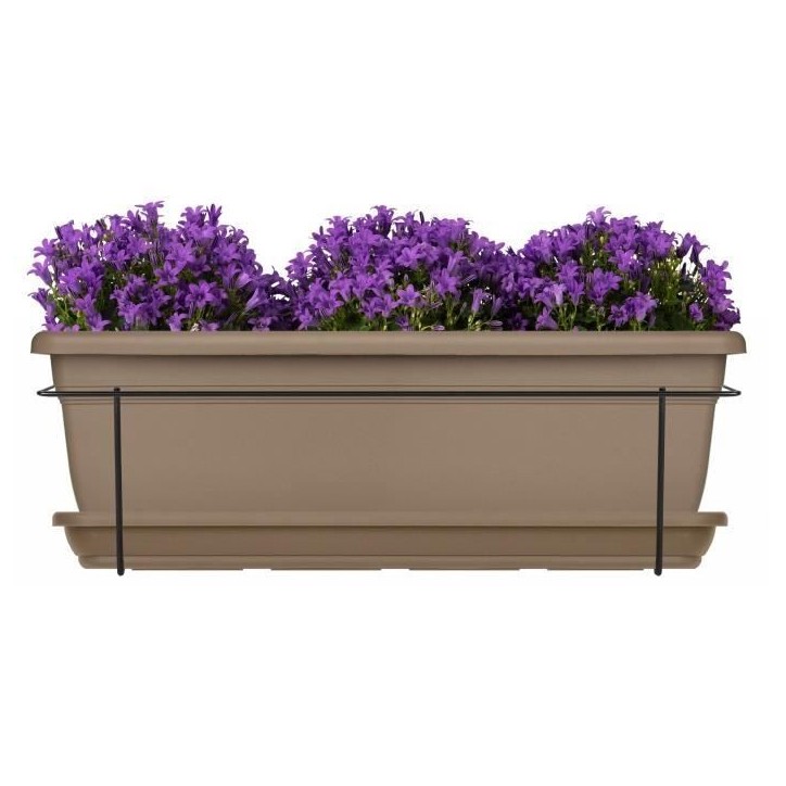 Kit jardiniere avec support en métal et plateau - GARDEN ID Relax - Taupe 50 cm - Recyclé et 100% recyclable - Volume pour pla