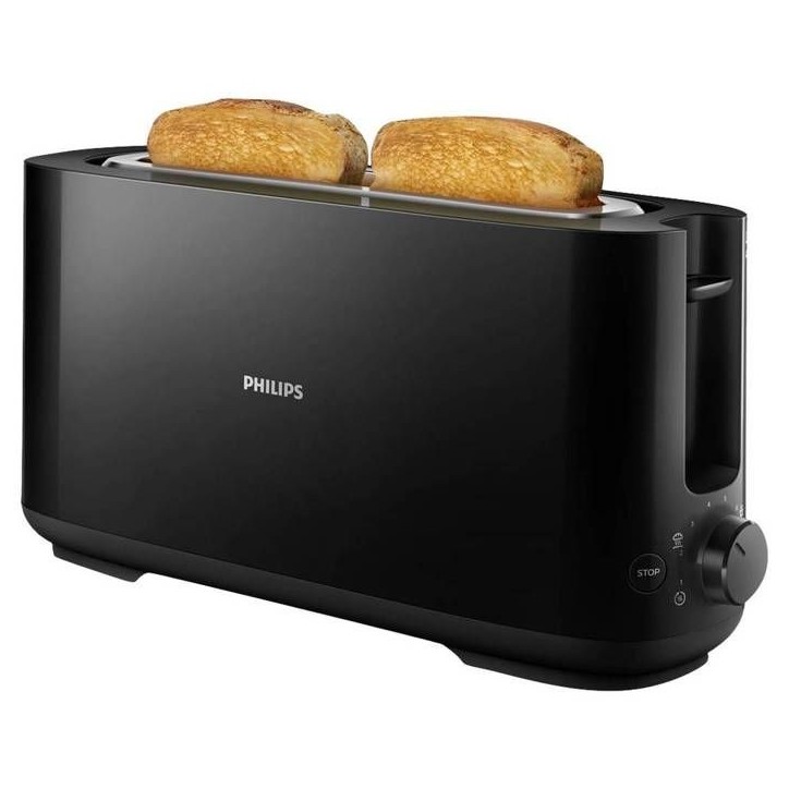 Grille-pain – PHILIPS - Daily Collection – Design a fente longue - 8 réglages - Ramasse-miettes amovible - Noir