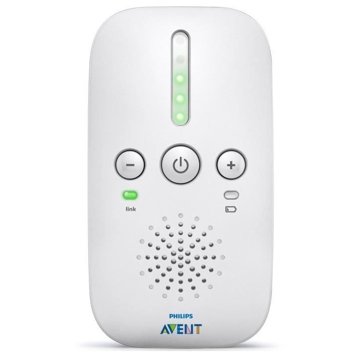 Ecoute-bébé SCD 502/26 - PHILIPS AVENT - Audio DECT - Gris/Blanc - Portée 300m - Volume réglable - Autonomie 24h