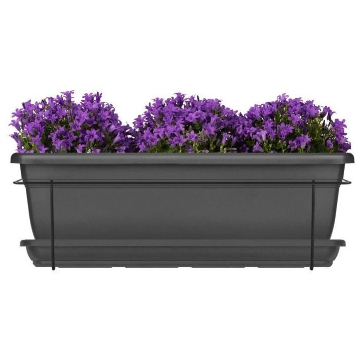 Kit jardiniere avec support en métal et plateau - GARDEN ID Relax - Anth. 50 cm - Recyclé et 100% recyclable - Volume pour pla